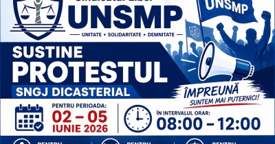 COMUNICAT - Sindicatul Liber UNSMP susține formele de protest organizate la nivelul sistemului judiciar